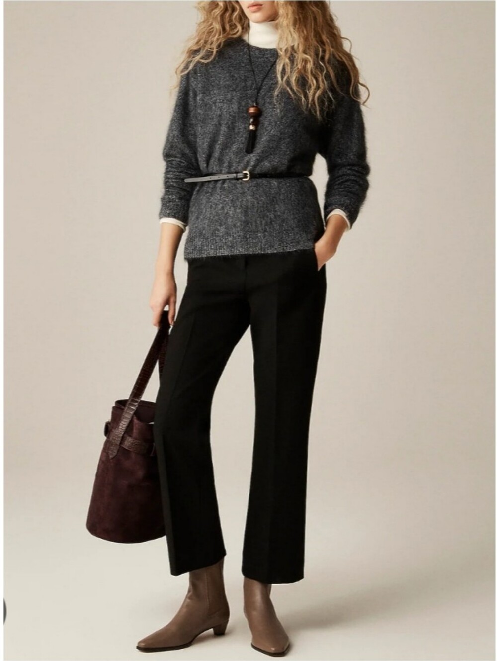 J.Crew Brushed Cashmere Marled Relaxed Crewneck Sweater - Picture 3 of 8